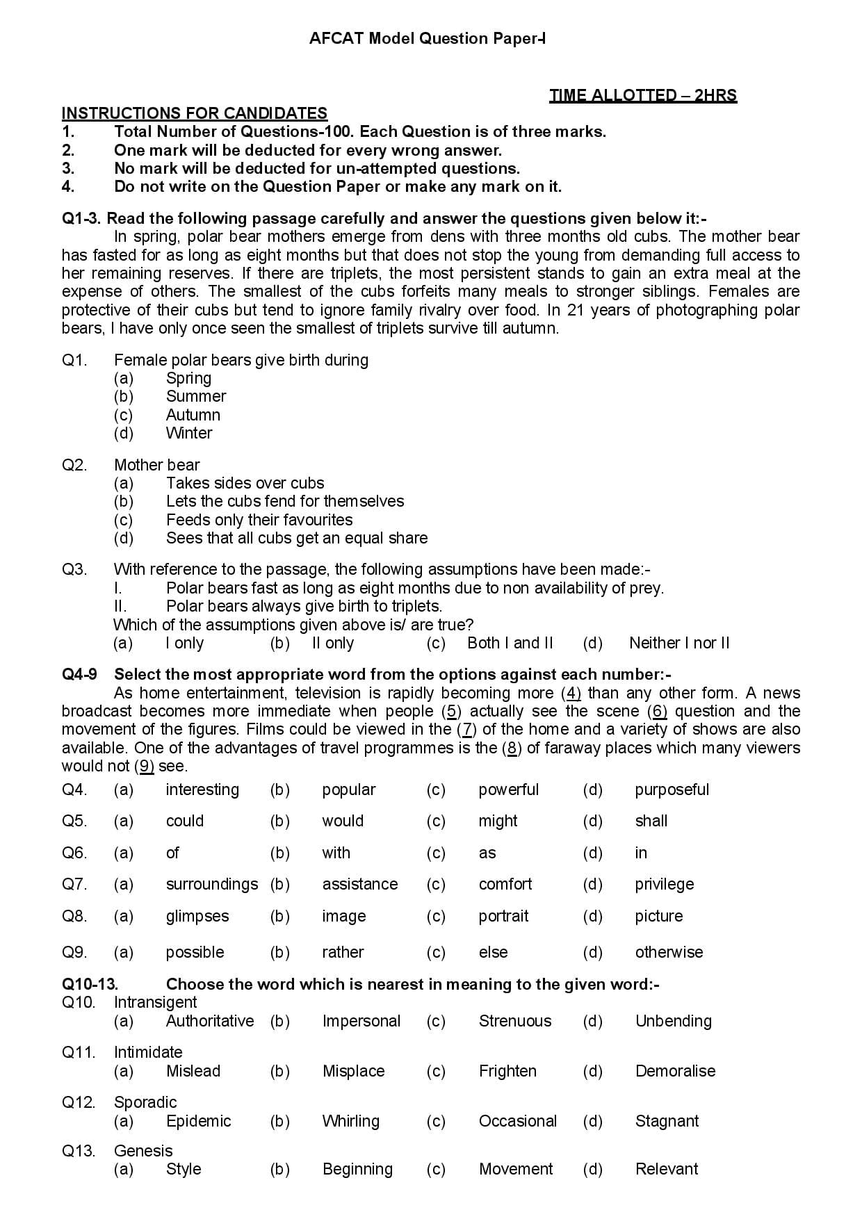 AFCAT 2020 Question Paper — page 1