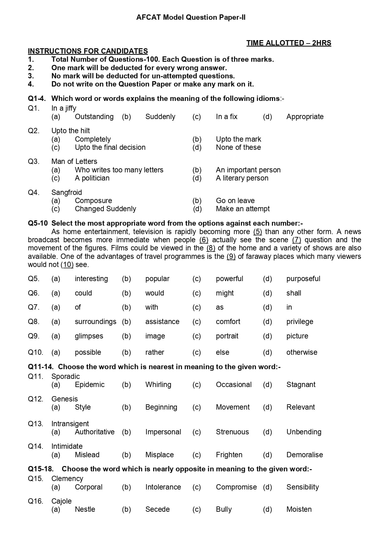 AFCAT 2022 Model Paper — page 1