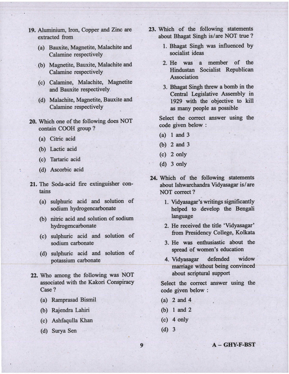 CAPF AC Question Paper-1 2019 — page 9 of 48