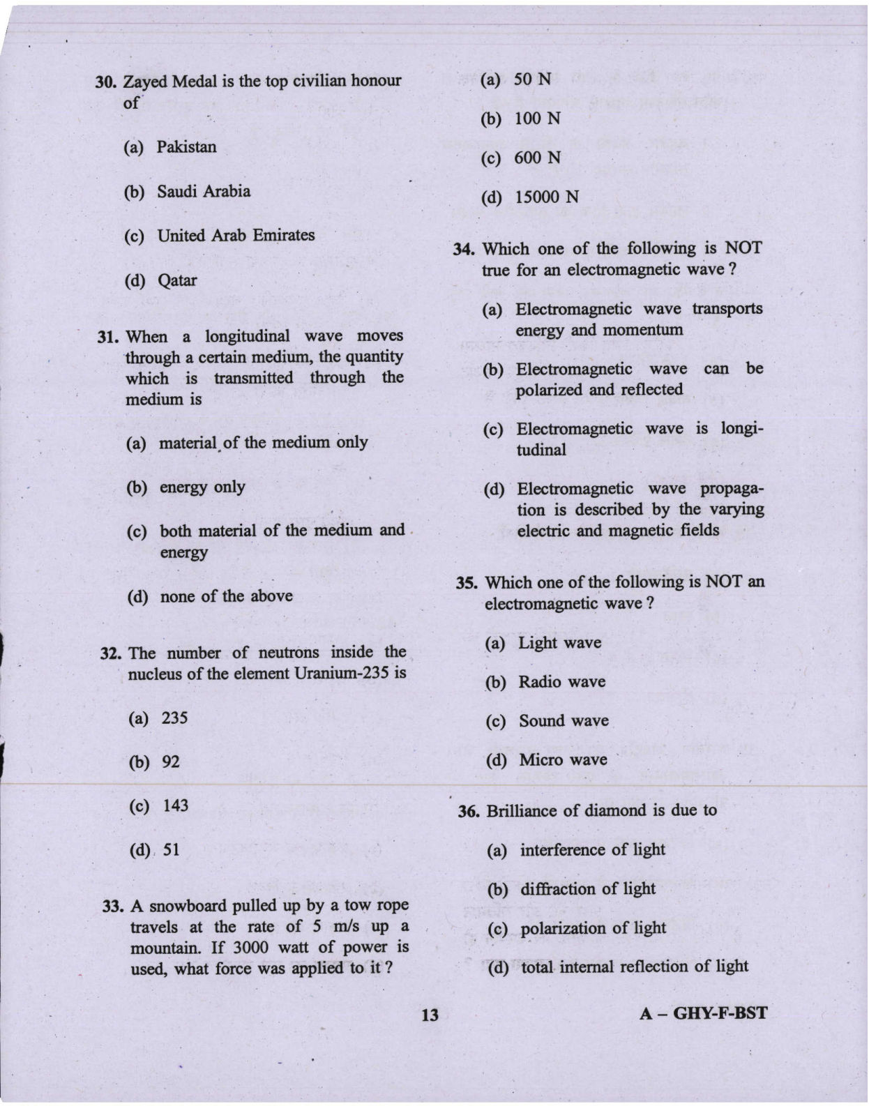 CAPF AC Question Paper-1 2019 — page 13 of 48