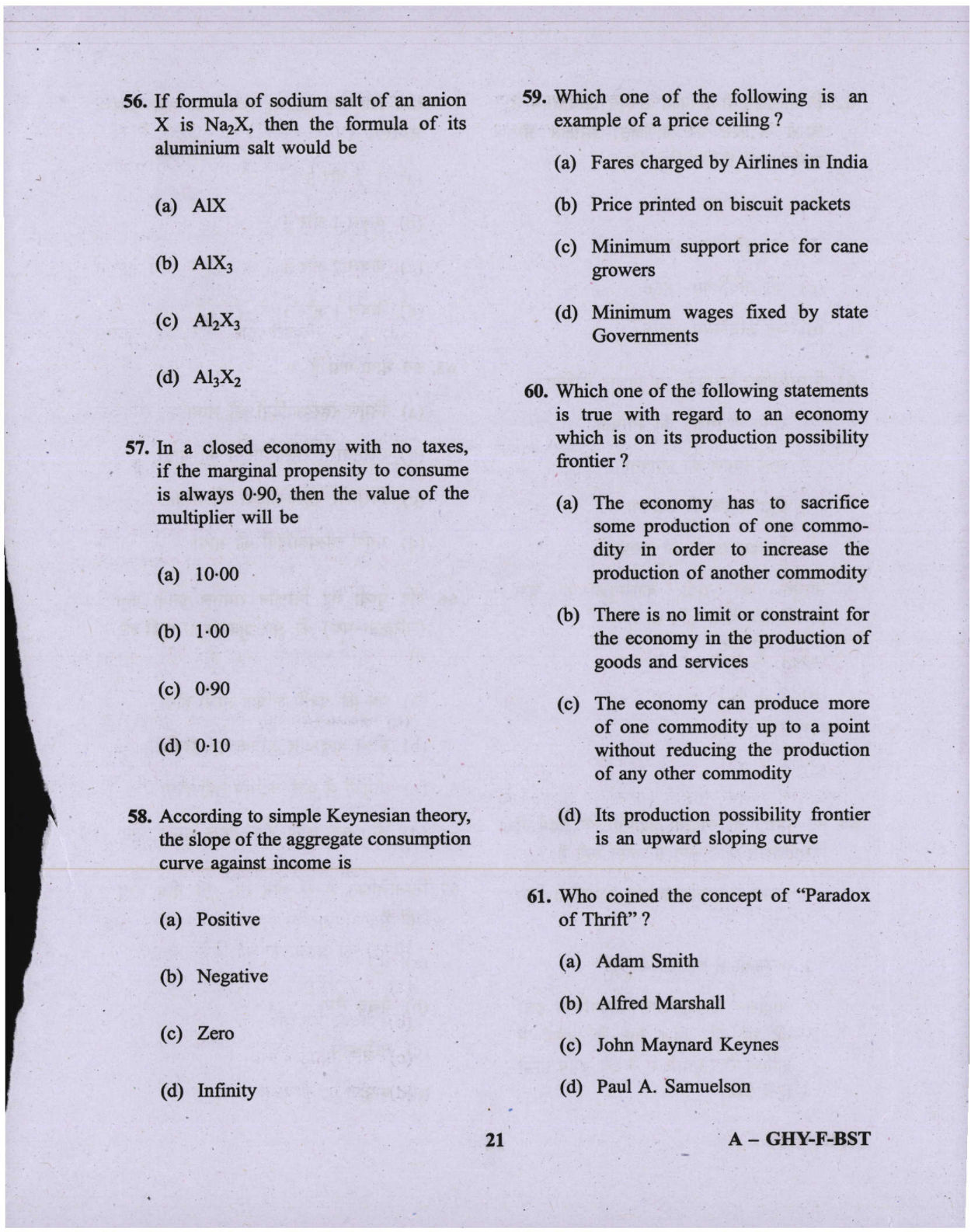 CAPF AC Question Paper-1 2019 — page 21 of 48
