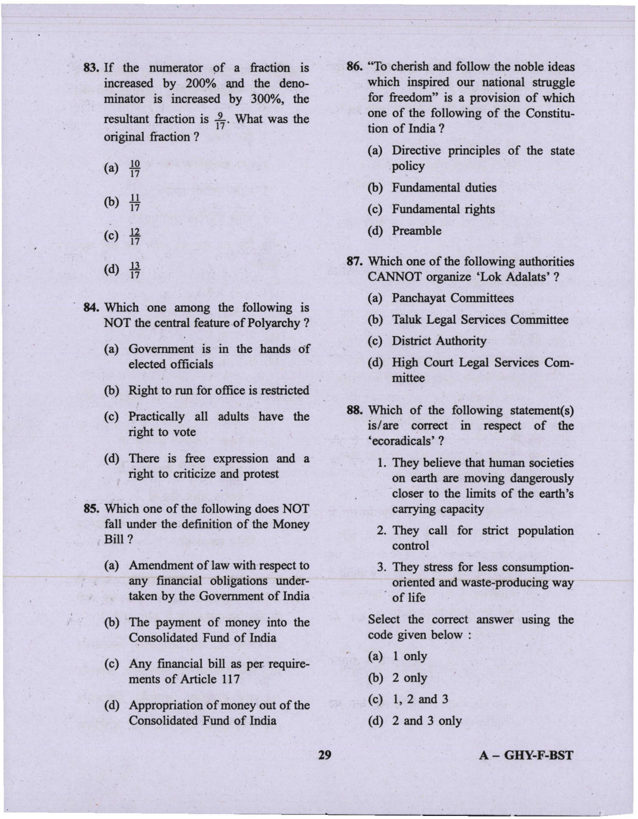 CAPF AC Question Paper-1 2019 — page 29 of 48