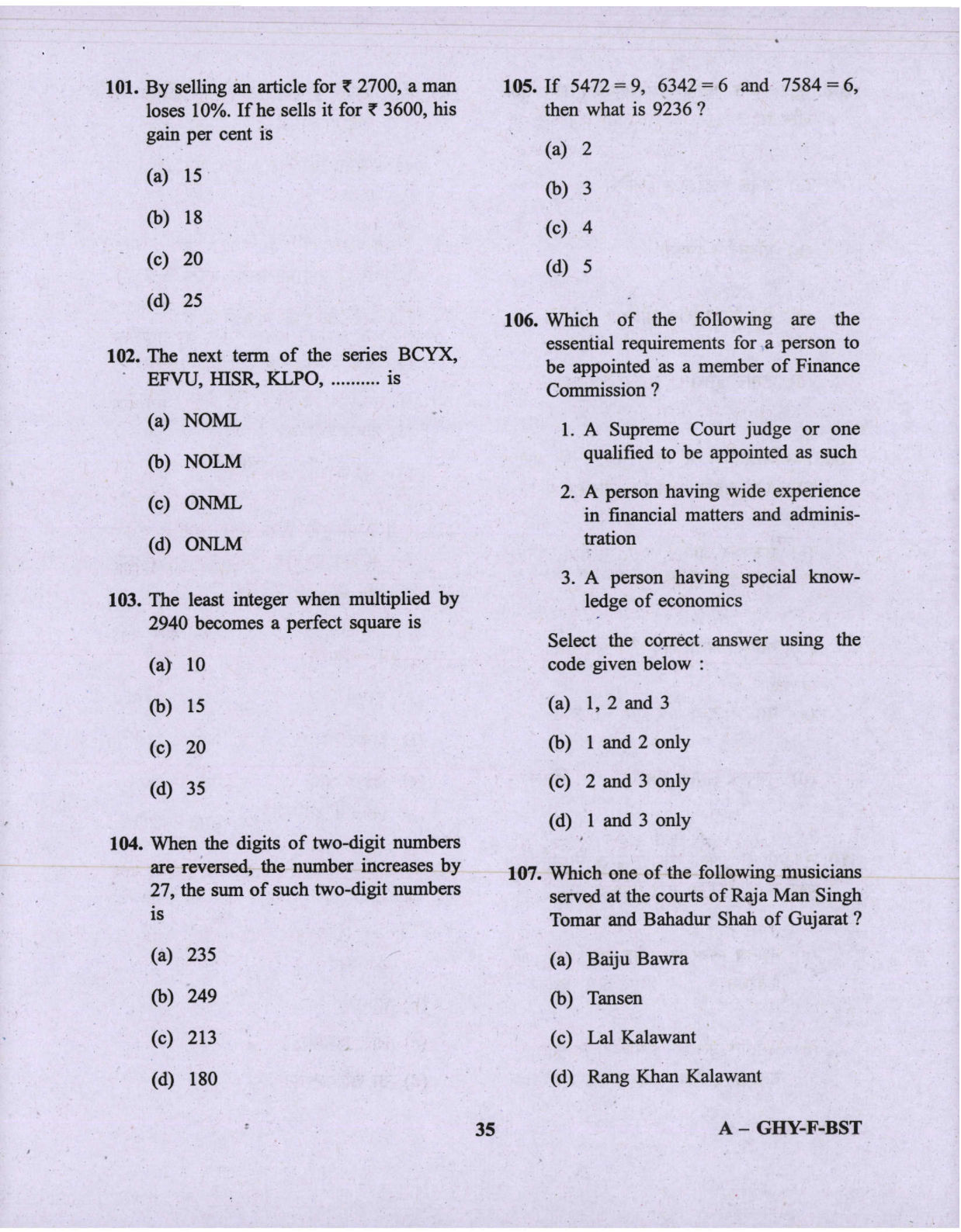 CAPF AC Question Paper-1 2019 — page 35 of 48