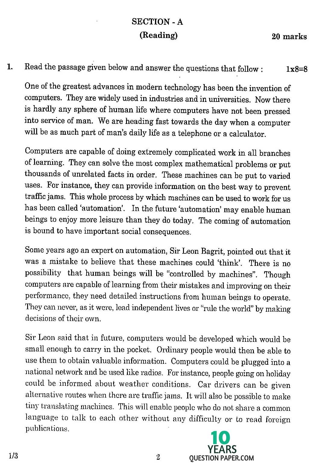 CBSE Class X 2016 English Communicative Question Paper CBSE Class 10 English Communicative 2016 Question Paper
