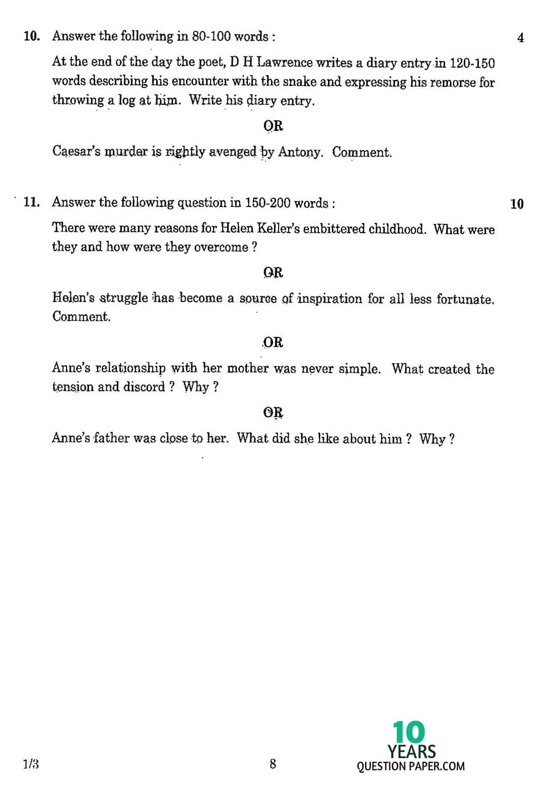 CBSE Class X 2016 English Communicative Question Paper CBSE Class 10 English Communicative 2016 Question Paper