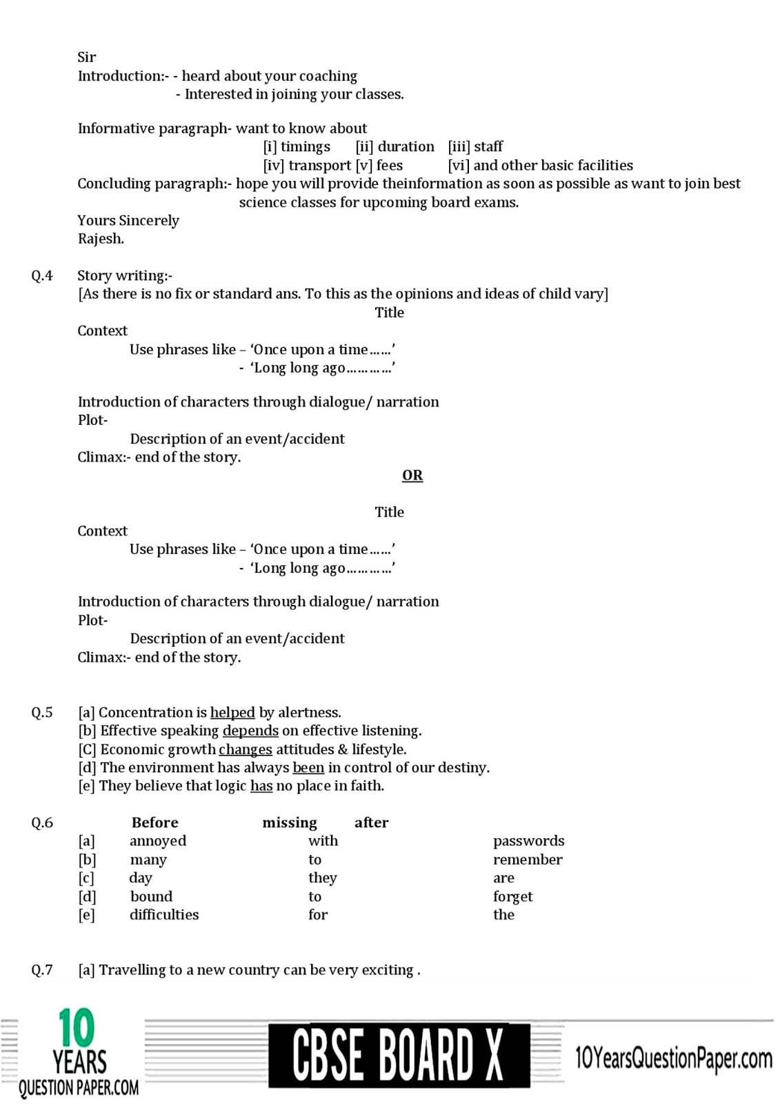 CBSE Class 10 English Communicative 2018 solved Question Paper