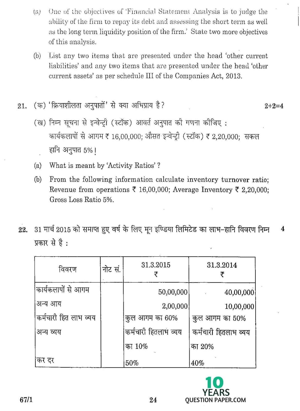 CBSE Class 12 Accountancy 2016 Question Paper