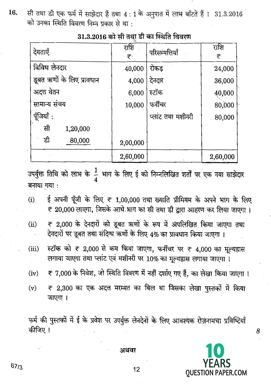 CBSE Class 12 Accountancy 2017 Question Paper