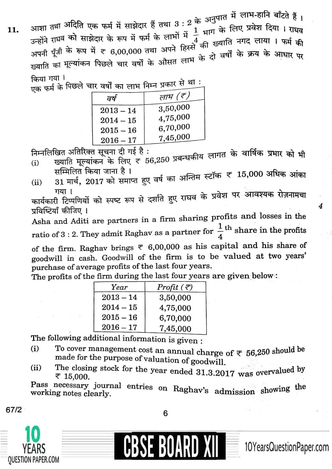 CBSE Class 12 Accountancy 2018 Question Paper