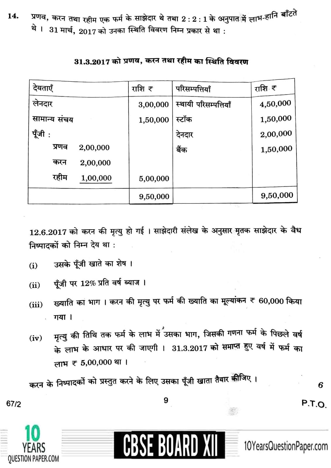 CBSE Class 12 Accountancy 2018 Question Paper