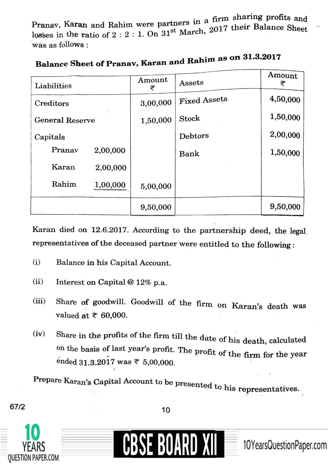 CBSE Class 12 Accountancy 2018 Question Paper