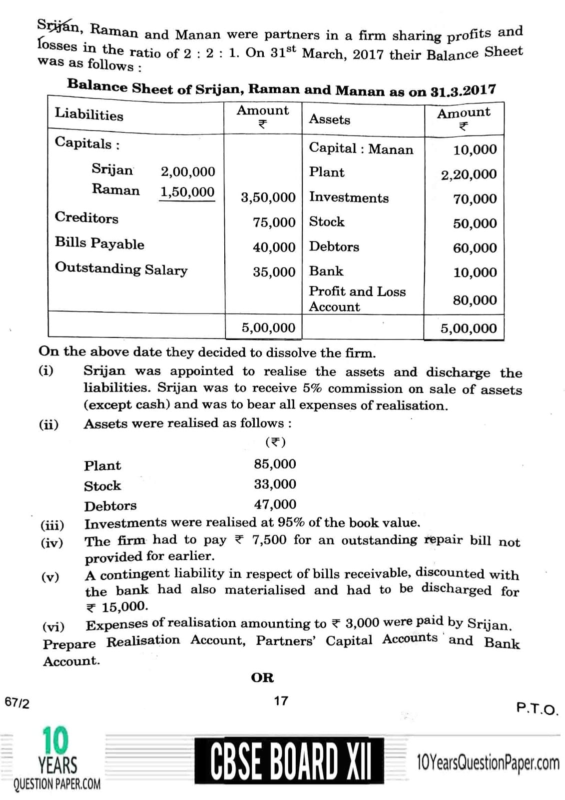 CBSE Class 12 Accountancy 2018 Question Paper