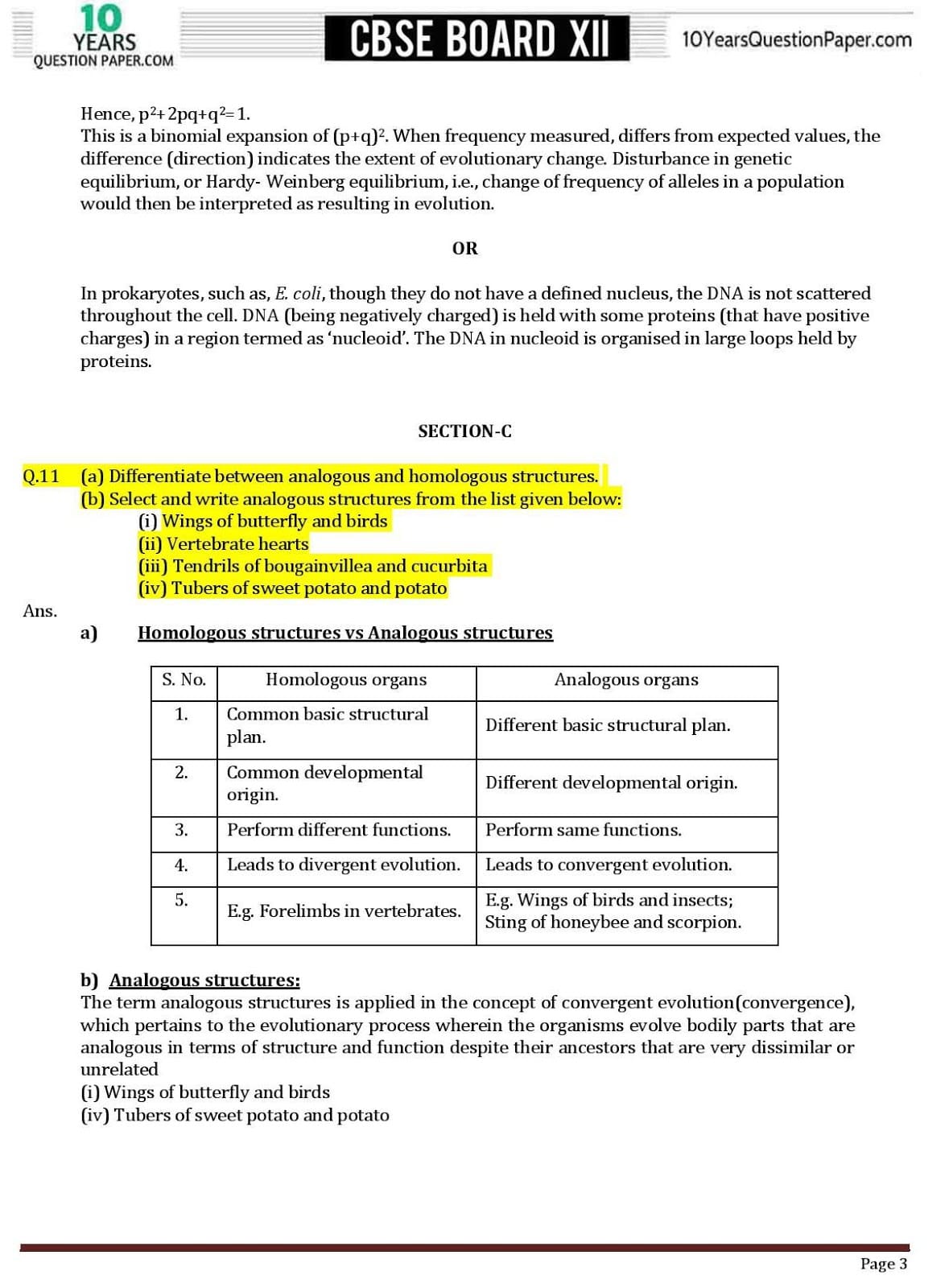 CBSE Class 12 Biology 2018 Solved Paper