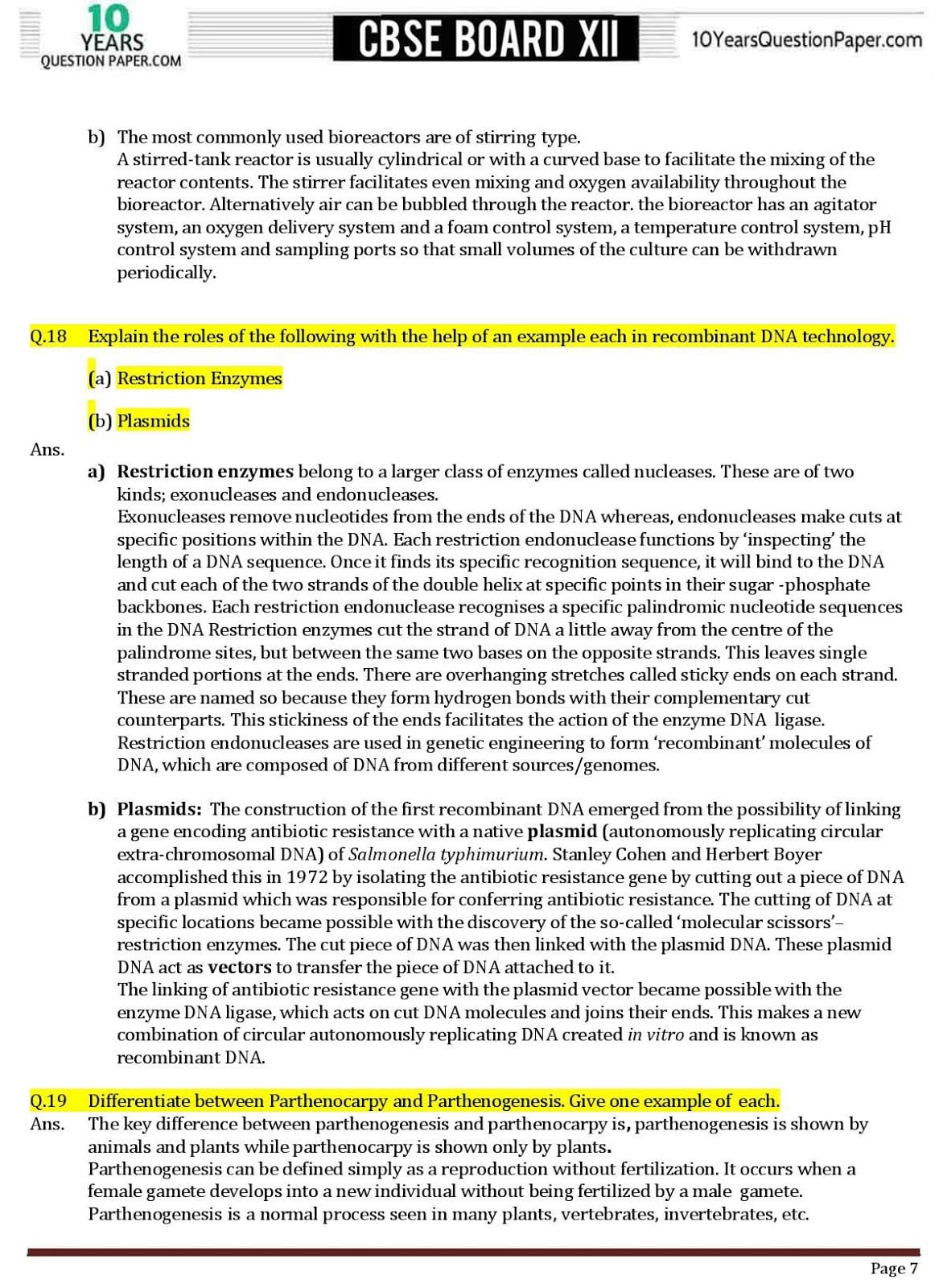 CBSE Class 12 Biology 2018 Solved Paper