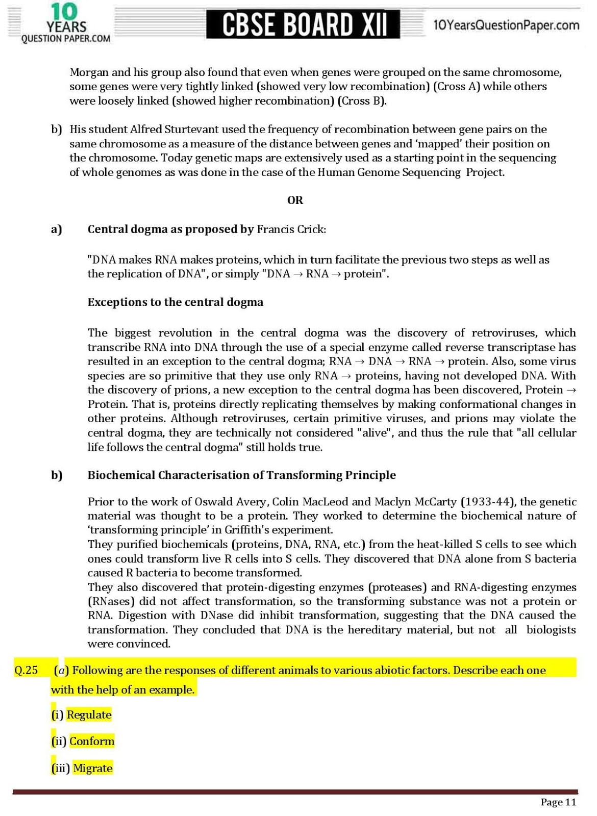 CBSE Class 12 Biology 2018 Solved Paper