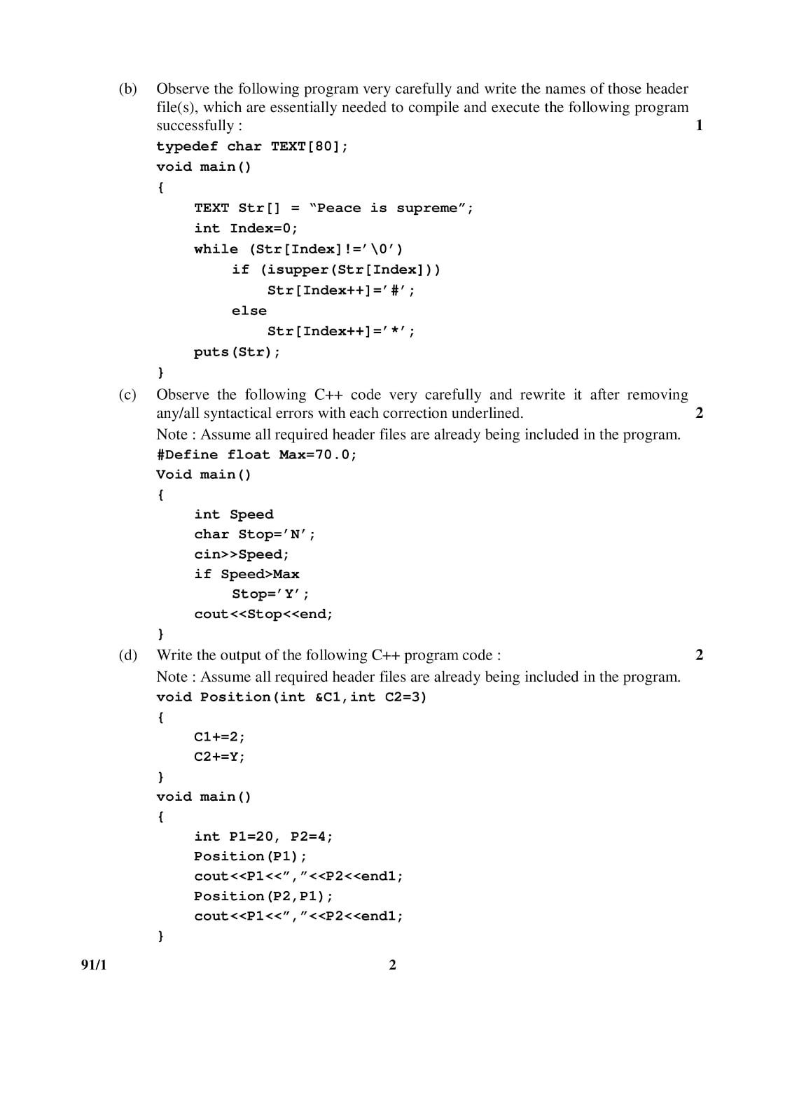 CBSE Class 12 Computer Science 2015 Question Paper