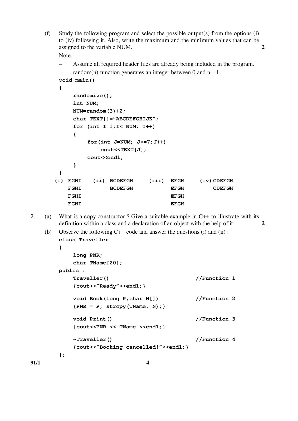 CBSE Class 12 Computer Science 2015 Question Paper