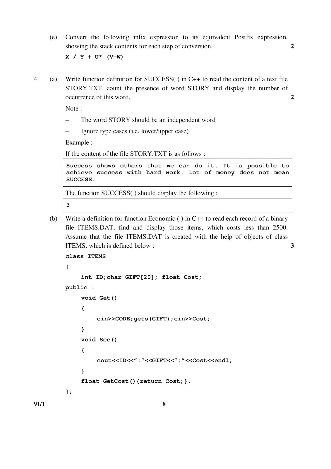 CBSE Class 12 Computer Science 2015 Question Paper