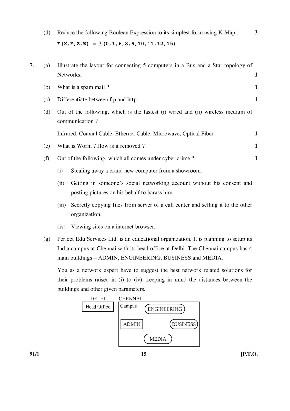 CBSE Class 12 Computer Science 2015 Question Paper