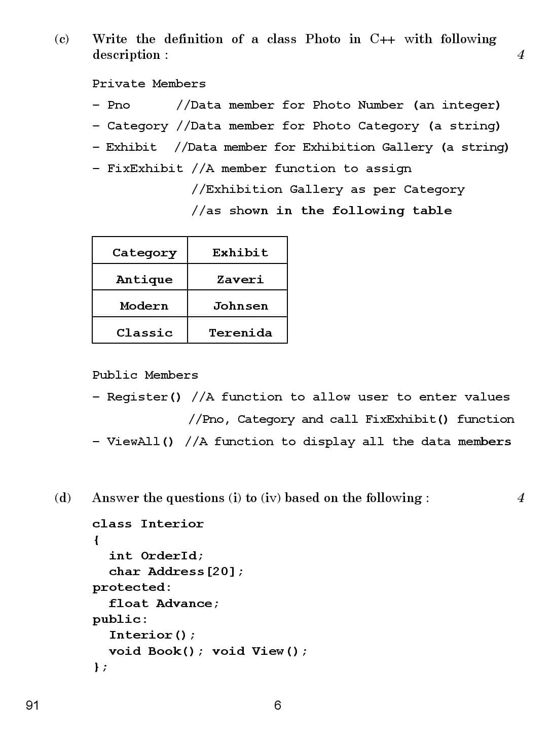 CBSE Class 12 Computer Science 2016 Question Paper