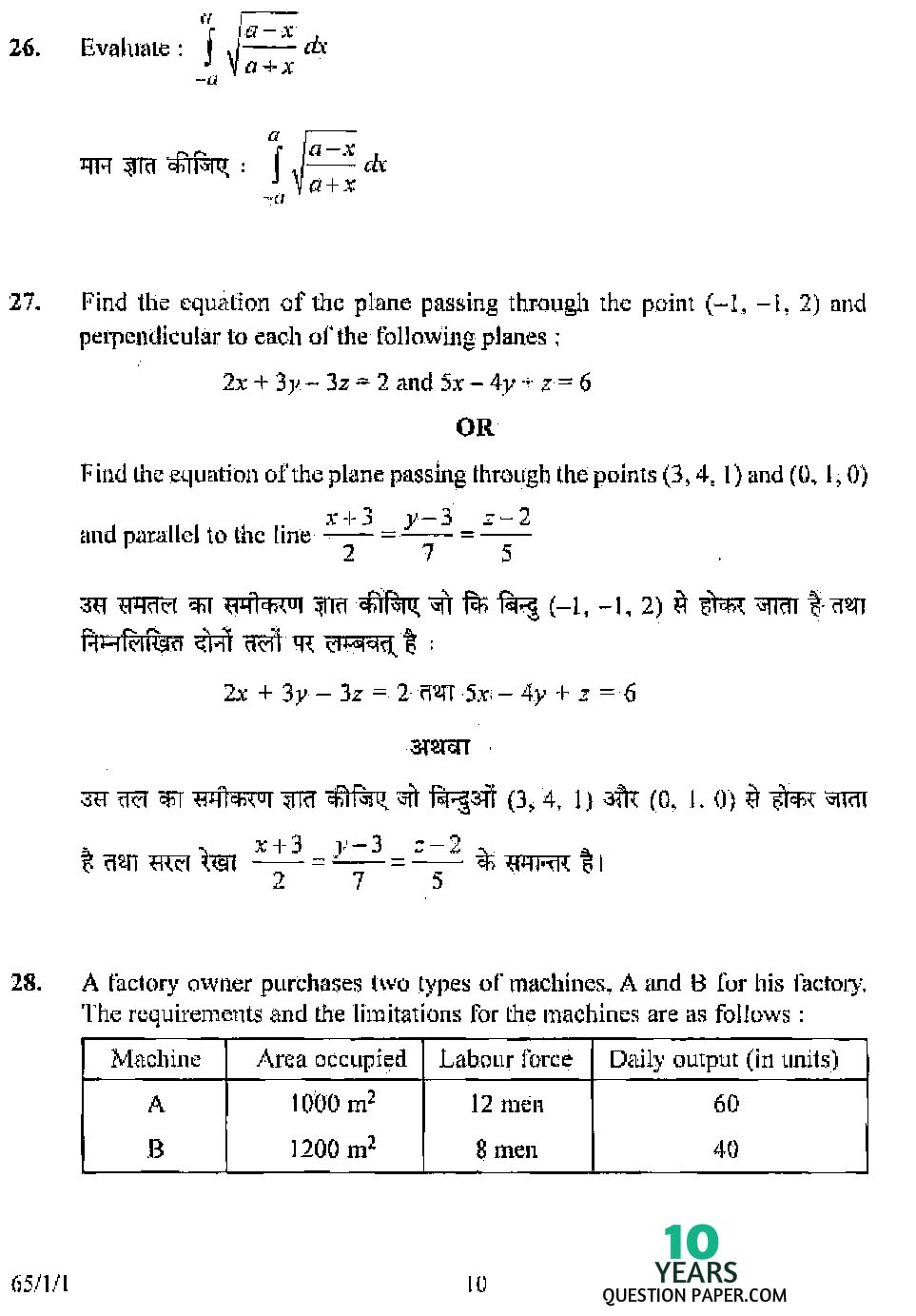 CBSE Class 12 Mathematics 2008 Question Paper