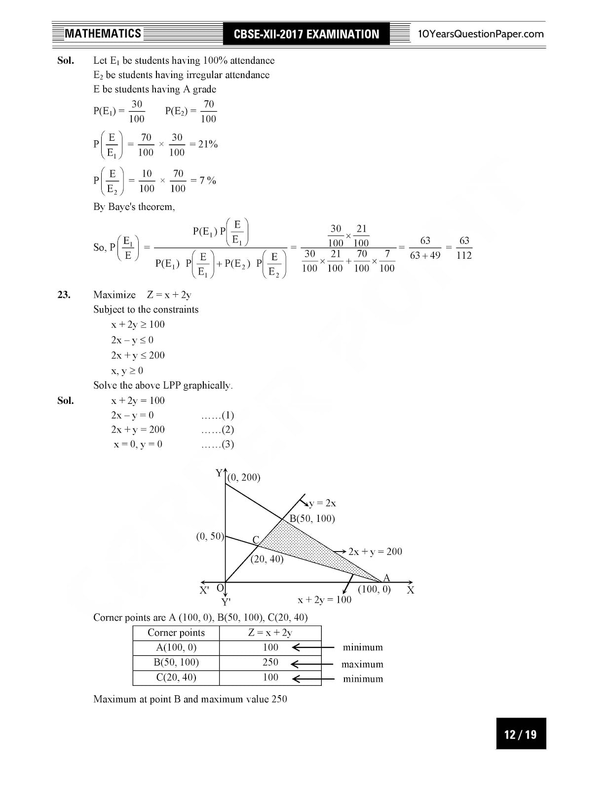 CBSE Class 12 Mathematics 2017 Solved Paper