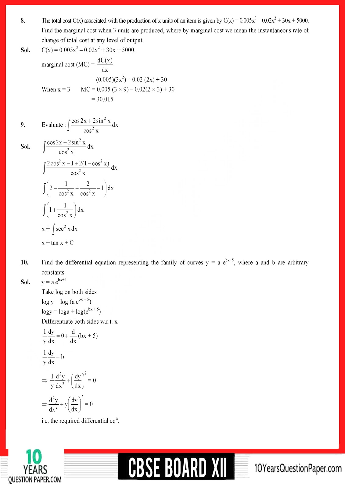 CBSE Class 12 Mathematics 2018 Solved Paper