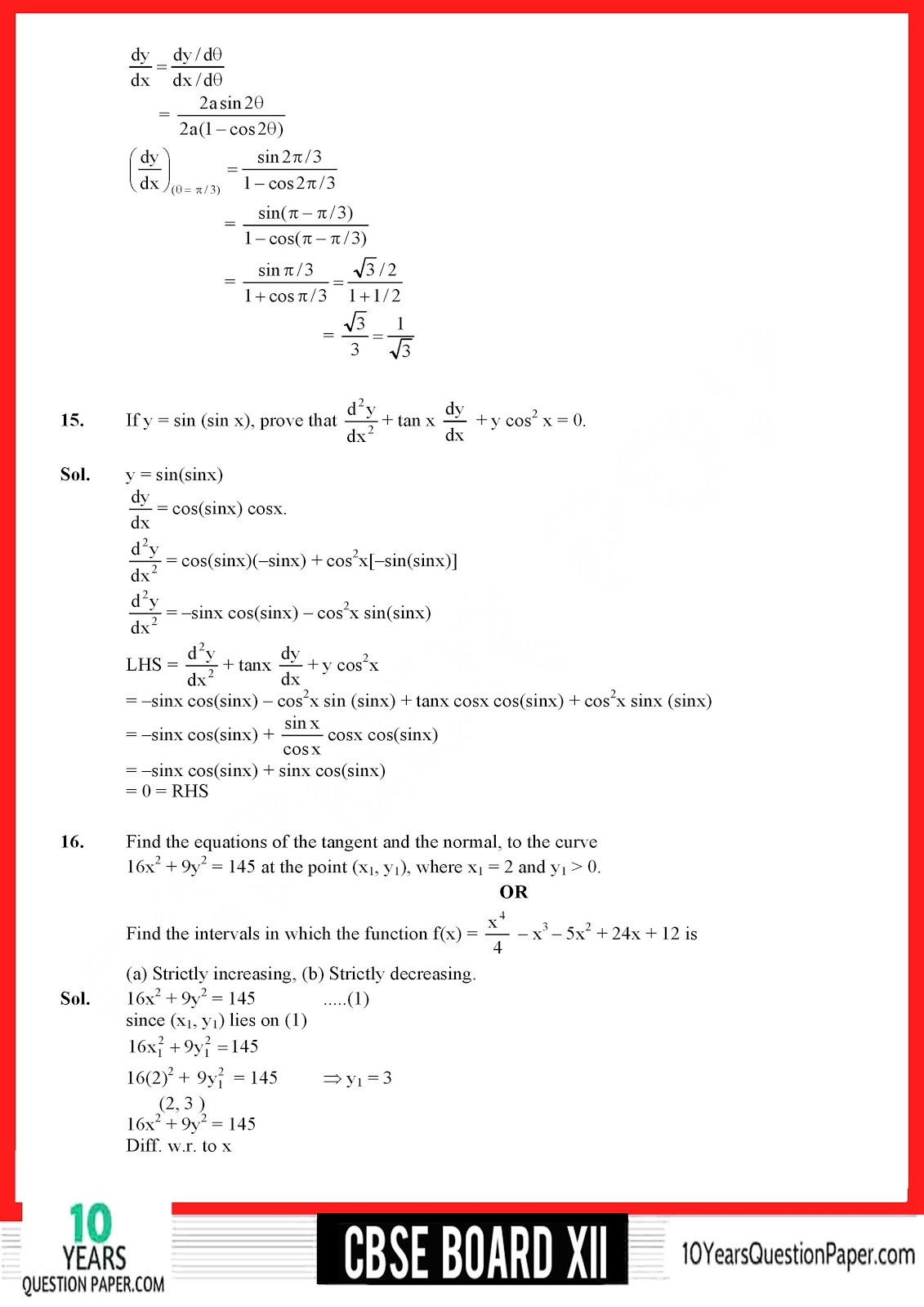 CBSE Class 12 Mathematics 2018 Solved Paper