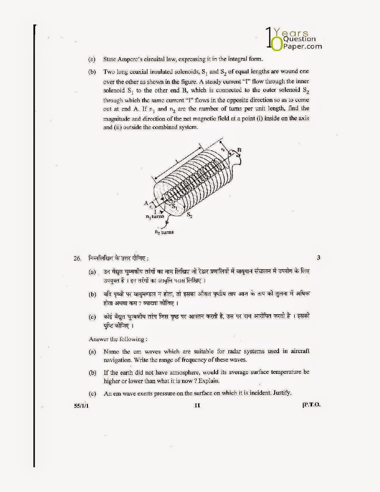 CBSE Class 12 Physics 2014 Question Paper