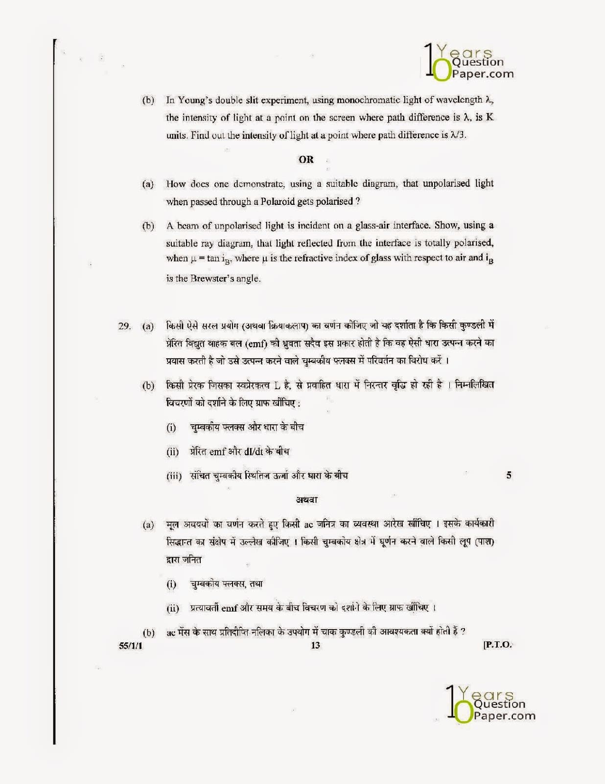 CBSE Class 12 Physics 2014 Question Paper