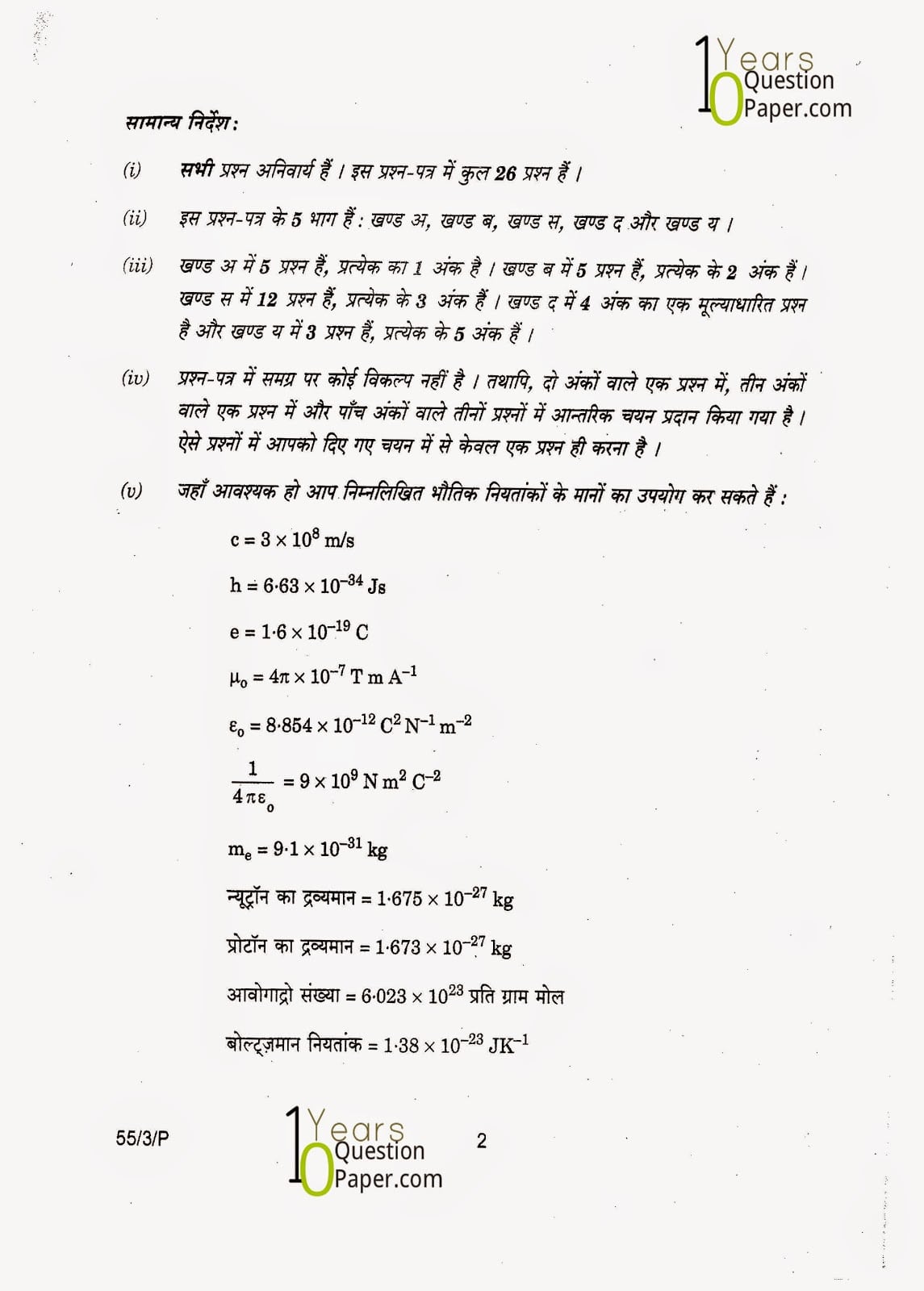 CBSE Class 12 Physics 2015 Question Paper