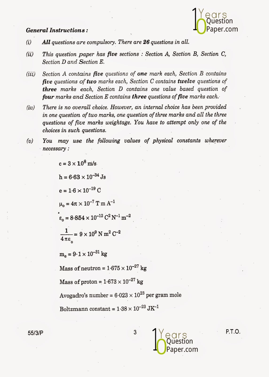 CBSE Class 12 Physics 2015 Question Paper