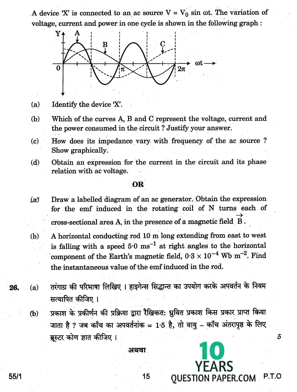 CBSE Class 12 Physics 2017 Question Paper