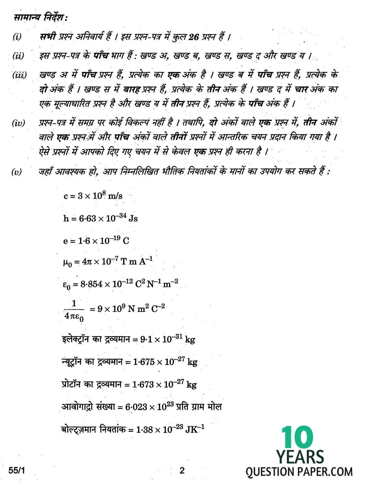 CBSE Class 12 Physics 2017 Question Paper