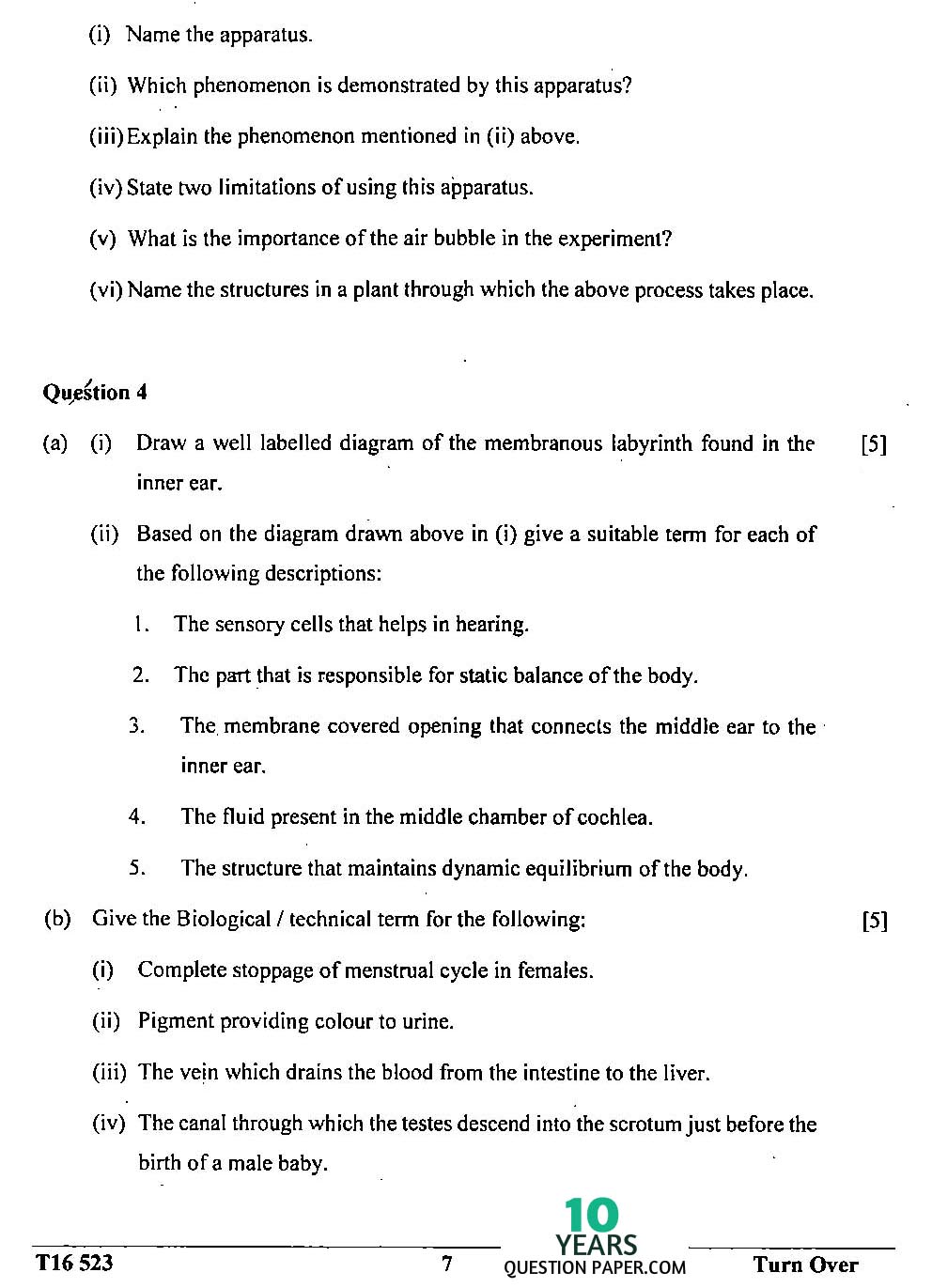 ICSE Class X 2016 Biology Question Paper ICSE Class 10 Biology 2016 Question Paper