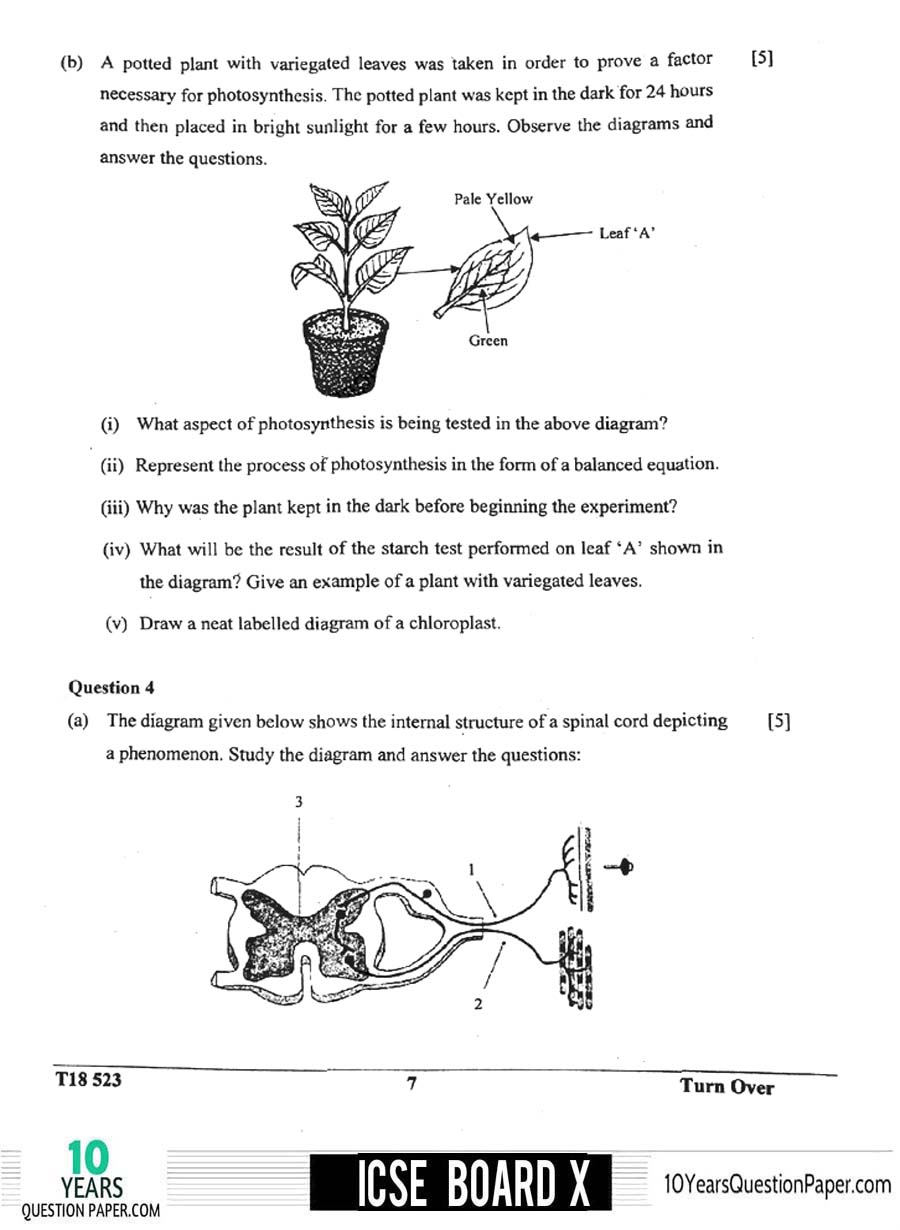 ICSE Class 10 Biology 2018 Question Paper