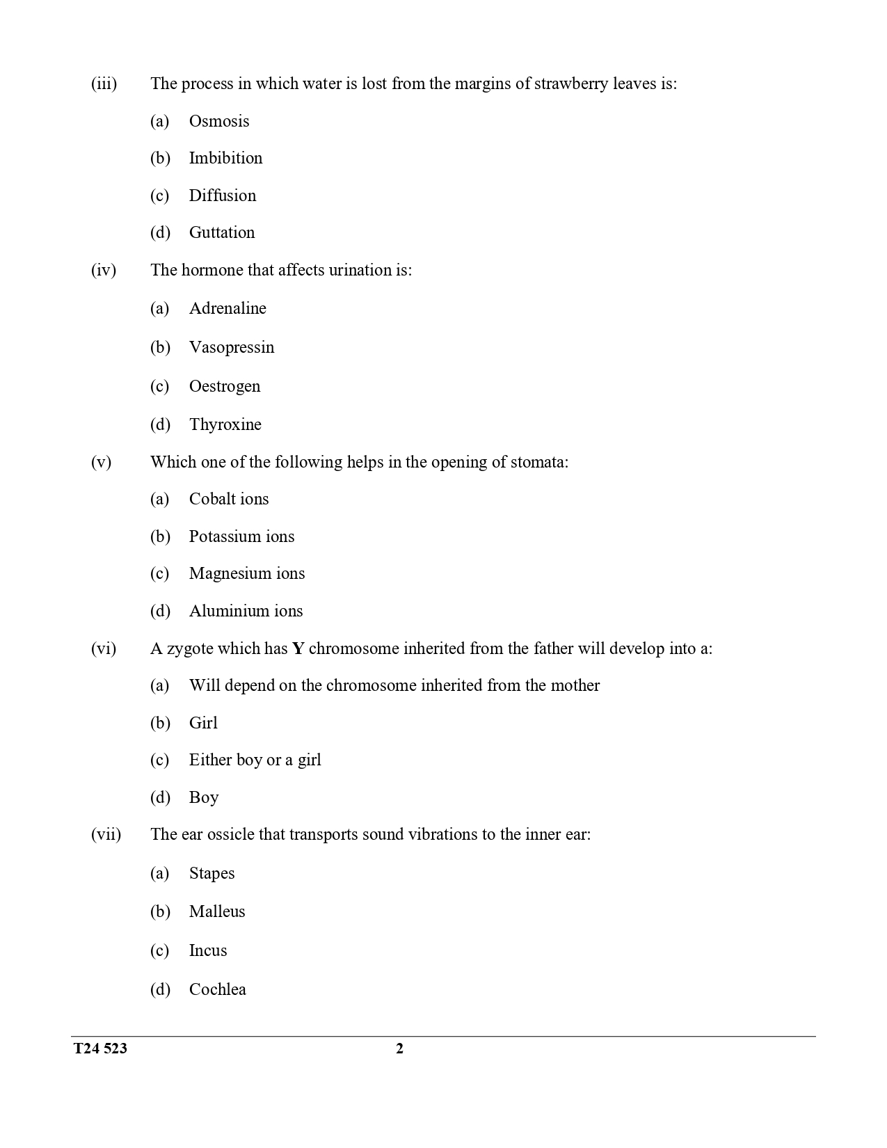 ICSE Class 10 Biology Question Paper 2024 Solved PDF Download — page 2