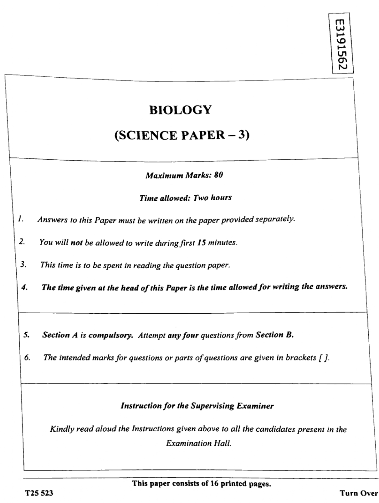 ICSE Class 10 Biology Question Paper 2025 Solved PDF Download — page 1