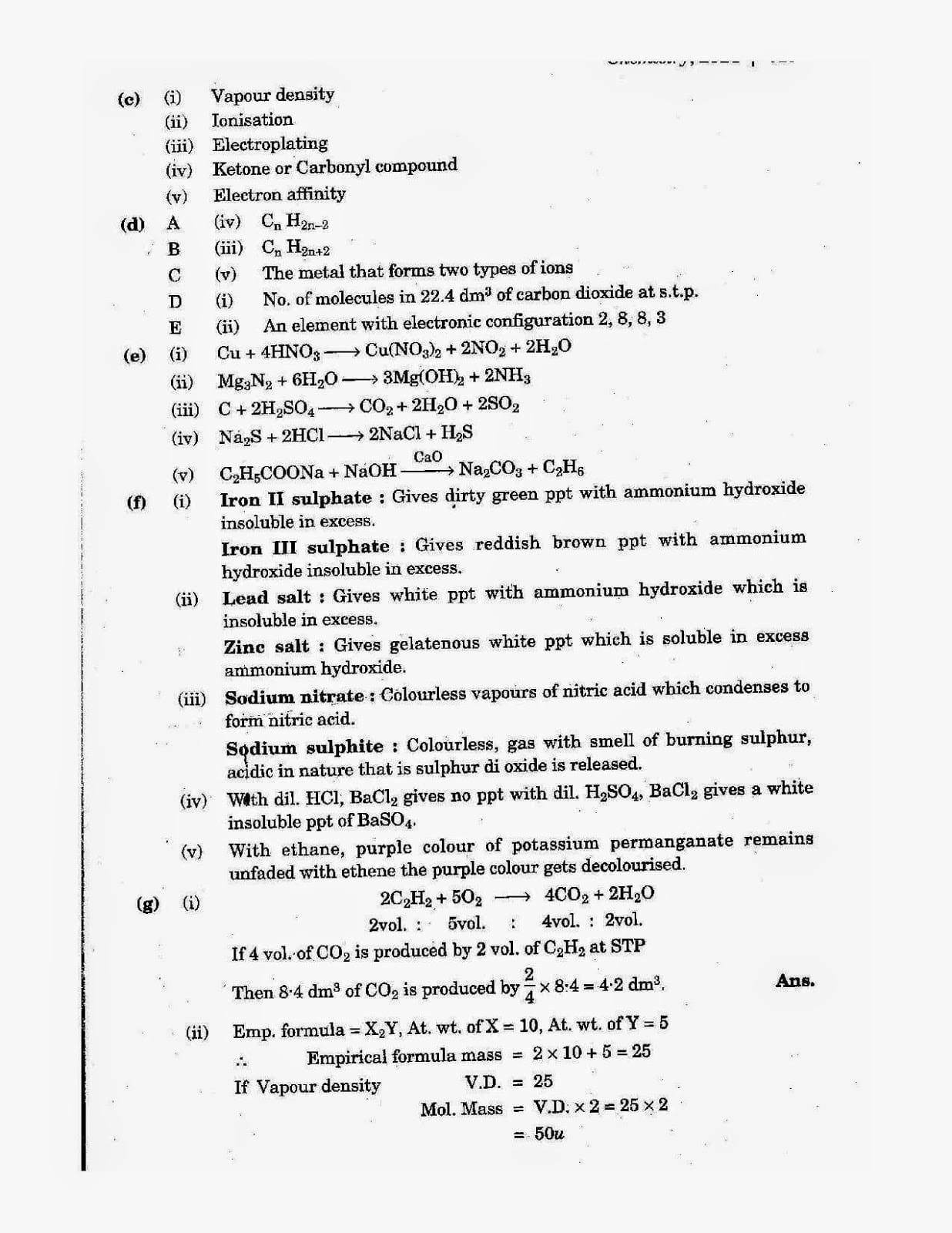 ICSE Class X 2014 Chemistry Question Paper ICSE Class 10 Chemistry 2014 Question Paper
