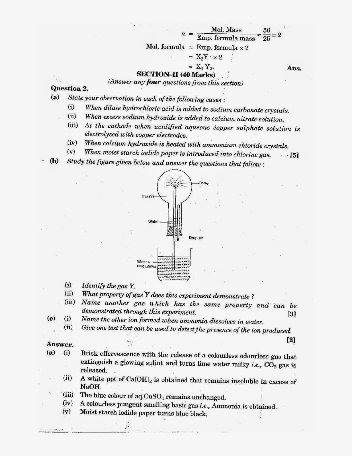 ICSE Class X 2014 Chemistry Question Paper ICSE Class 10 Chemistry 2014 Question Paper