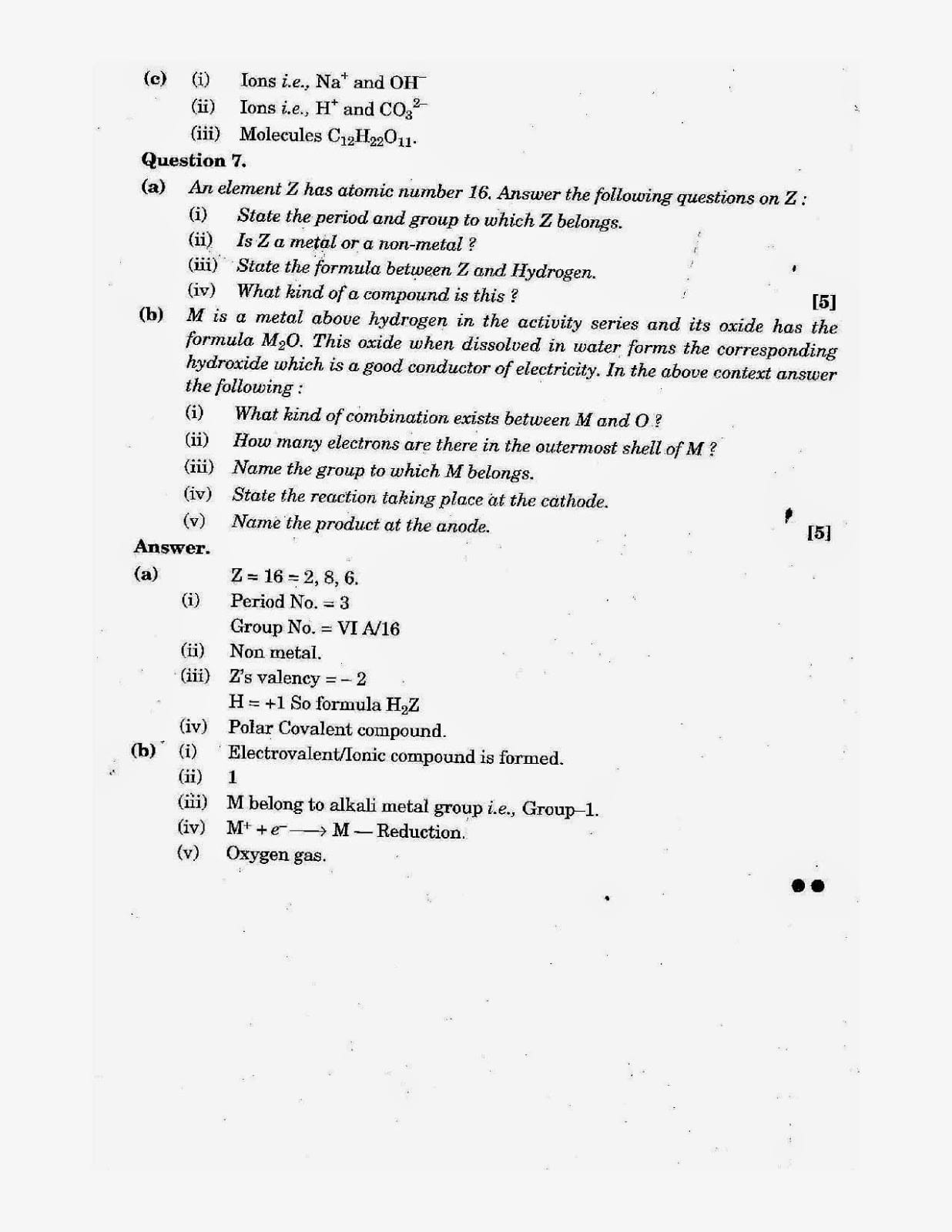 ICSE Class X 2014 Chemistry Question Paper ICSE Class 10 Chemistry 2014 Question Paper