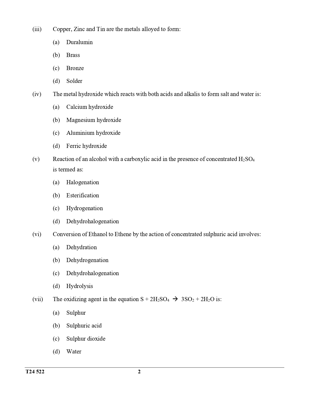 ICSE Class 10 Chemistry Question Paper 2024 Solved PDF Download — page 2
