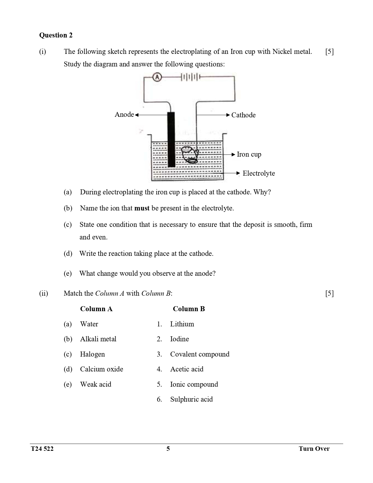 ICSE Class 10 Chemistry Question Paper 2024 Solved PDF Download — page 5