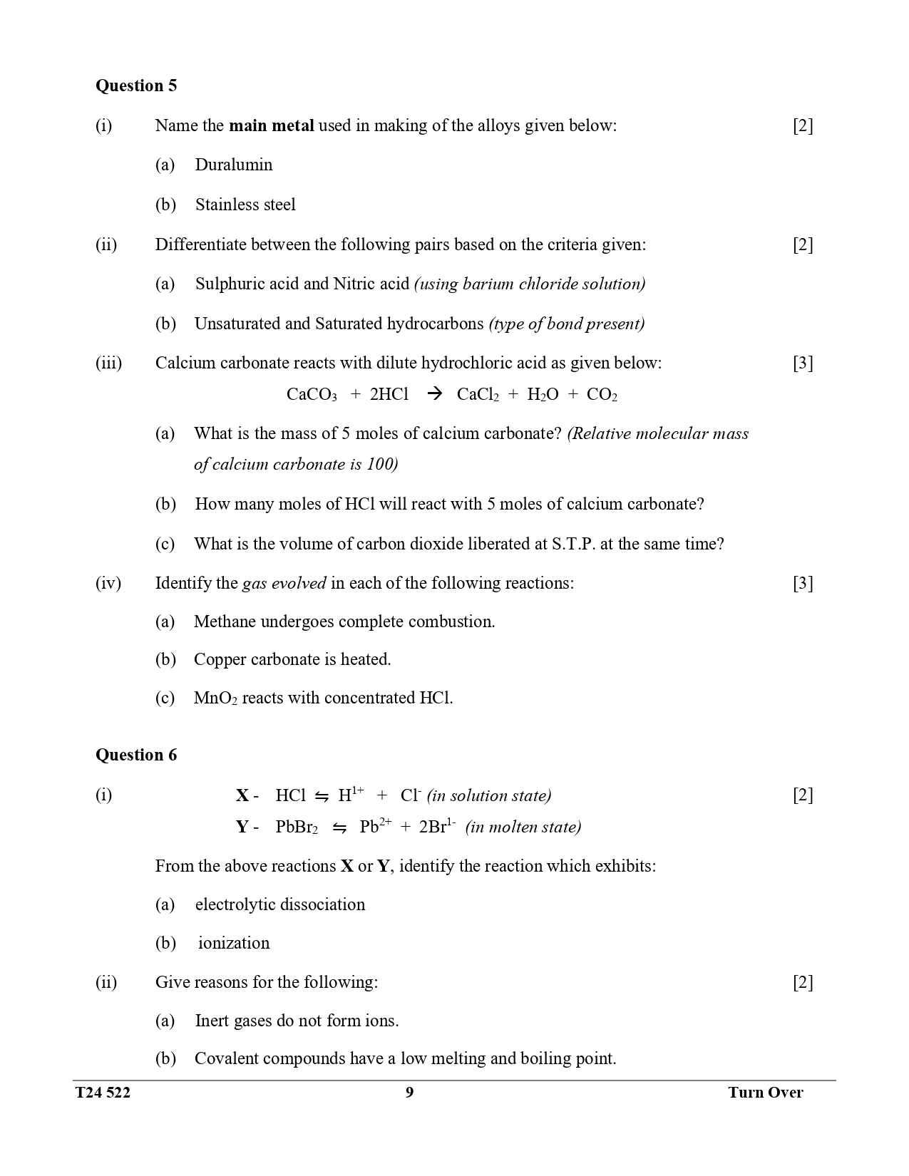 ICSE Class 10 Chemistry Question Paper 2024 Solved PDF Download — page 9