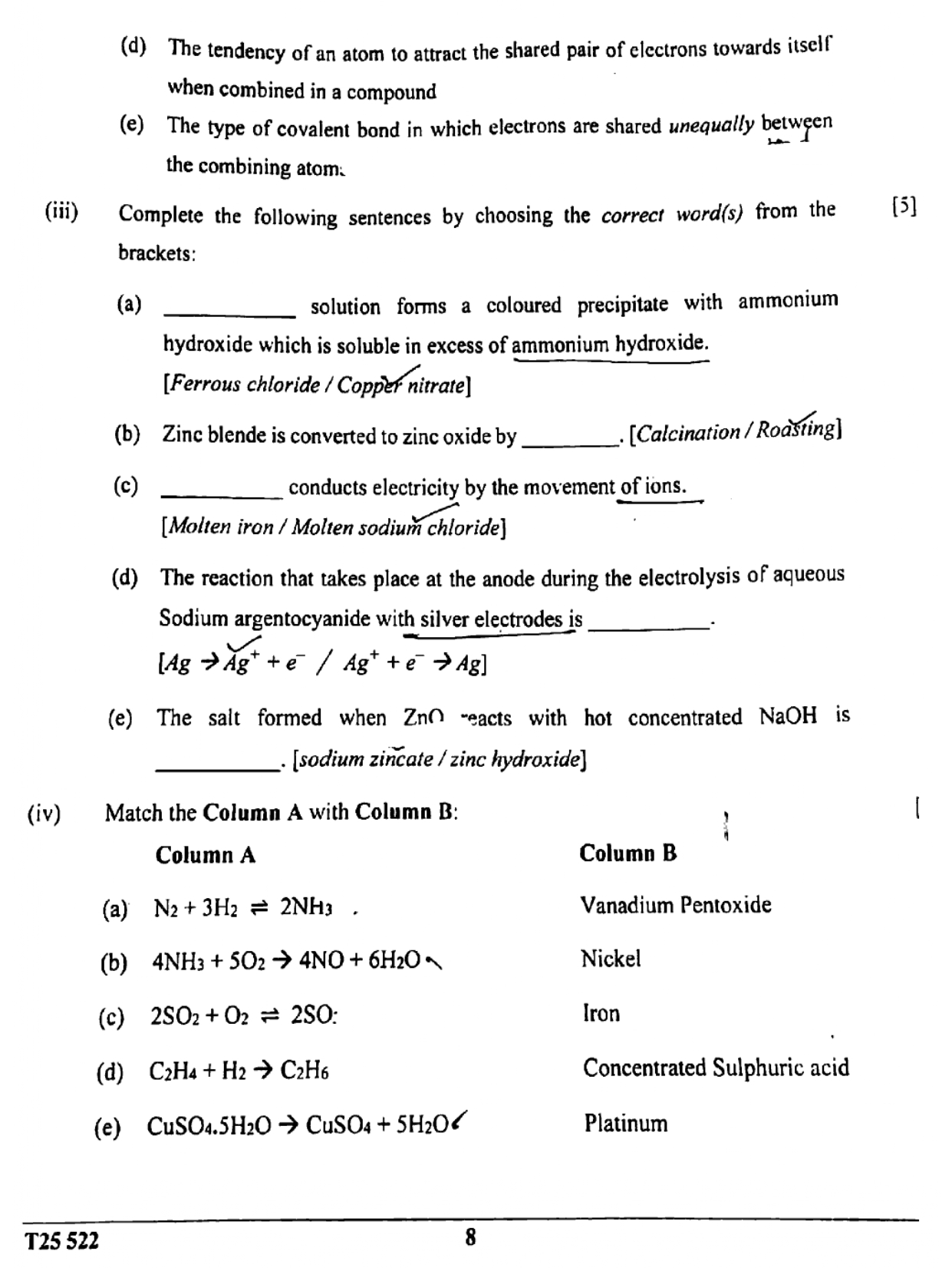 ICSE Class 10 Chemistry Question Paper 2025 Solved PDF Download — page 8