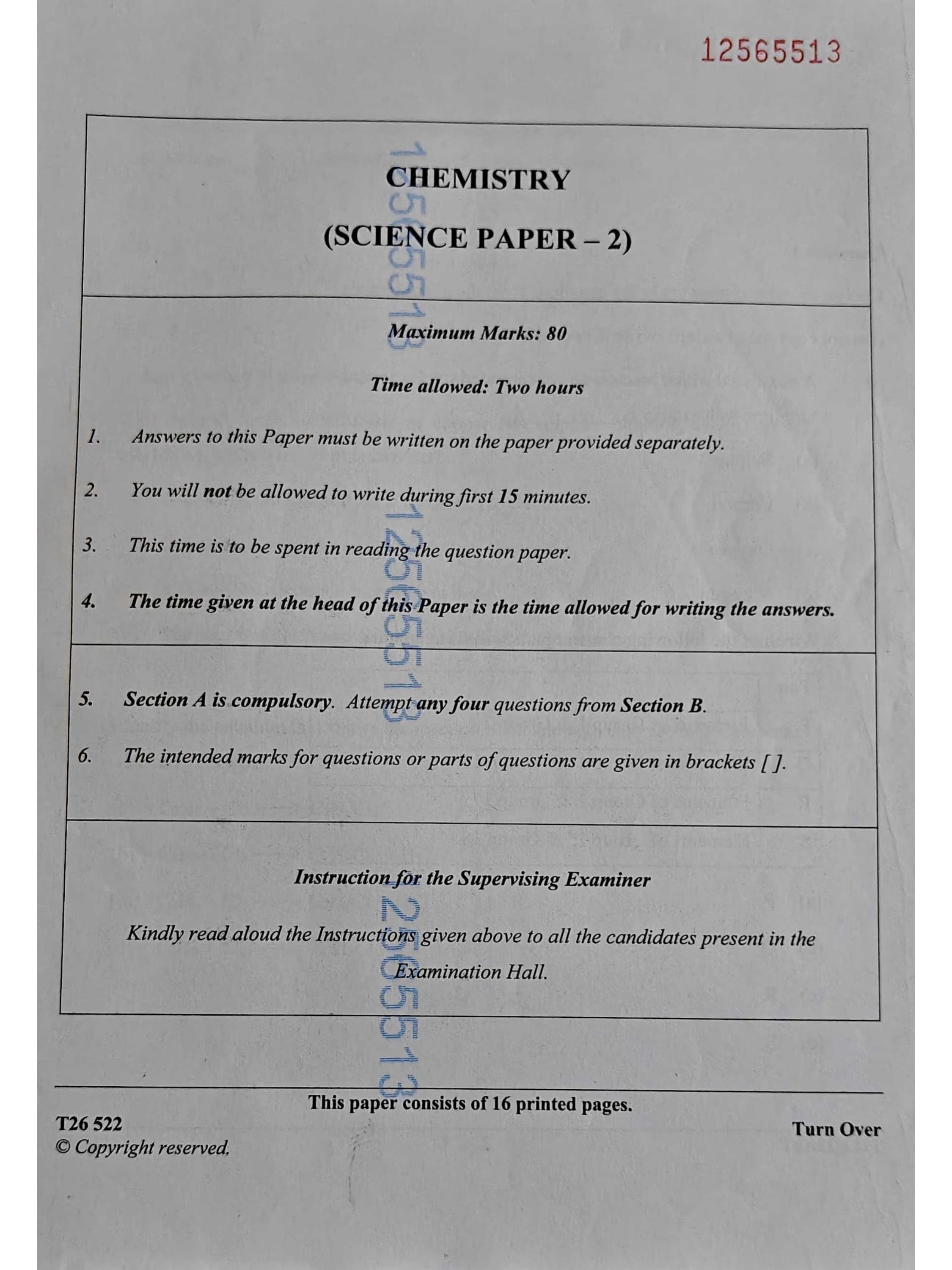 ICSE Class 10 Chemistry Question Paper 2026 Solved PDF Download — page 1