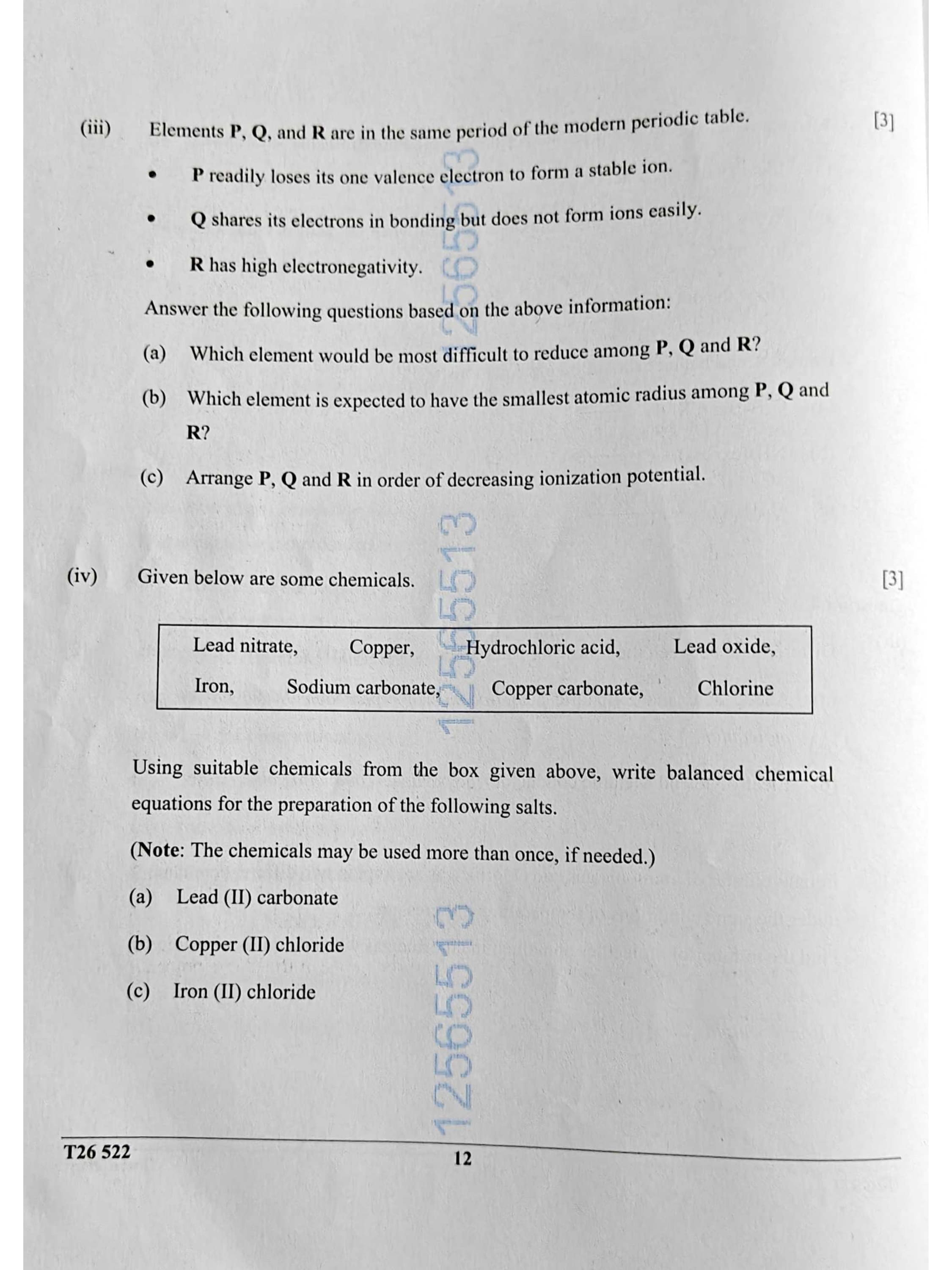 ICSE Class 10 Chemistry Question Paper 2026 Solved PDF Download — page 12