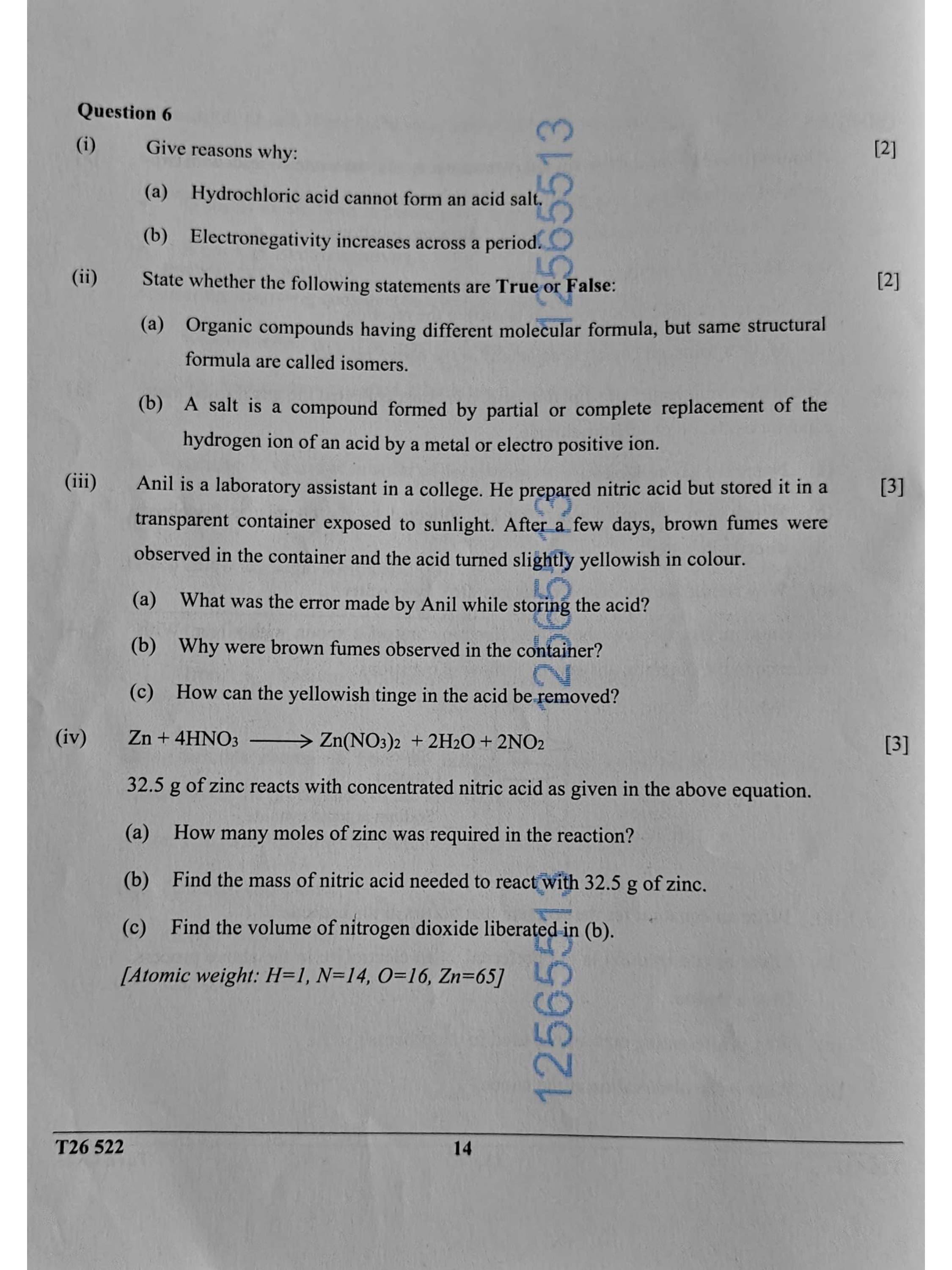 ICSE Class 10 Chemistry Question Paper 2026 Solved PDF Download — page 14