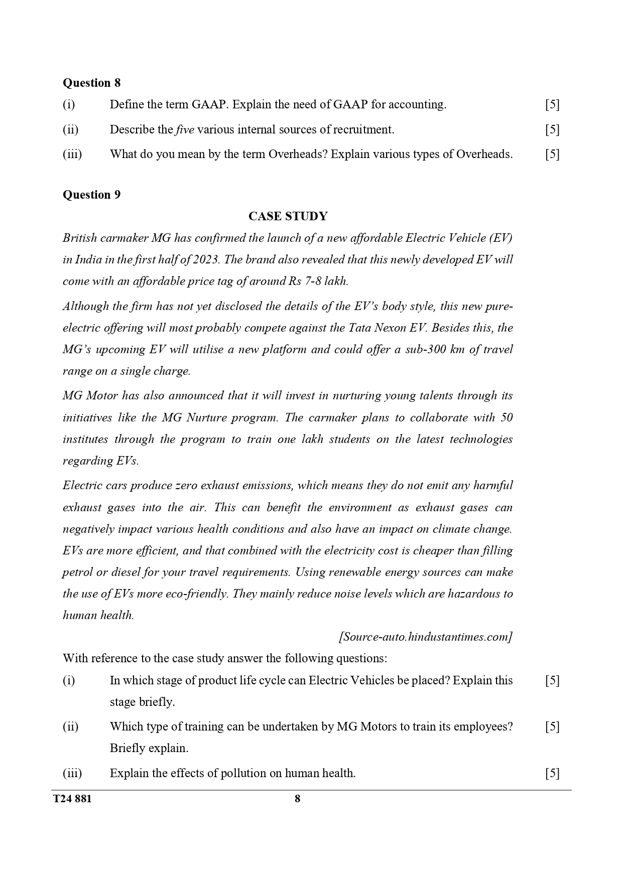 ICSE Class 10 Commercial Applications Question Paper 2024 Solved PDF Download — page 8