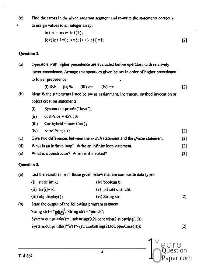 ICSE Class 10 Computer Applications 2014 Question Paper